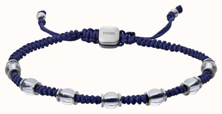 Fossil Men's Blue Nylon Stainless Steel Bead Bracelet JF04088040