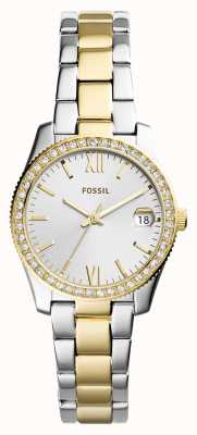 Fossil Women's | Silver Dial | Crystal Set | Two Tone Bracelet ES4319