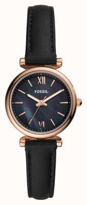 Fossil Women's | Black Mother-of-Pearl Dial | Black Leather Strap ES4700