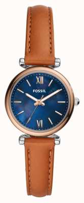 Fossil Women's | Blue Mother-of-Pearl Dial | Brown Leather Strap ES4701