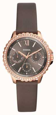 Fossil Women's | Brown Dial | Crystal Set | Brown Leather Strap ES4889