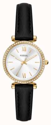 Fossil Women's | Silver Dial | Crystal Set | Black Eco Leather Strap ES5127