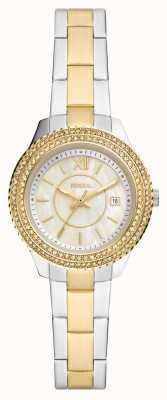Fossil Women's | Mother-of-Pearl Dial | Crystal Set | Two Tone Stainless Steel Bracelet ES5138