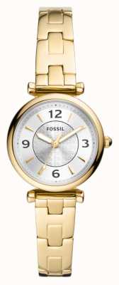 Fossil Women's Carlie | Silver Dial | Gold Stainless Steel Bracelet ES5203