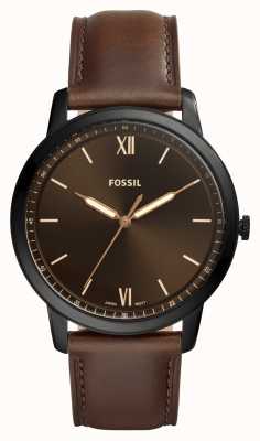 Fossil Men's The Minimalist | Amber Crystal | Black Dial | Brown Leather Strap FS5551