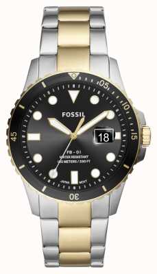 Fossil Men's Dive | Black Dial | Two Tone Stainless Steel Bracelet FS5653
