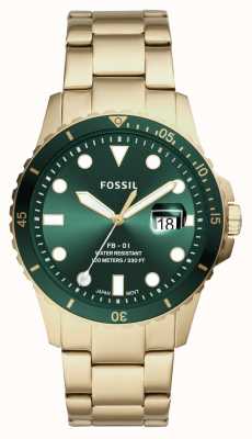 Fossil Men's Dive | Green Dial | Gold Stainless Steel Bracelet FS5658