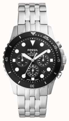 Fossil Men's FB-01 Chrono | Black Dial | Stainless Steel Bracelet FS5837