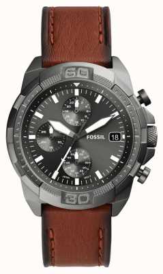 Fossil Men's Bronson | Grey Chronograph Dial | Brown Leather Strap FS5855