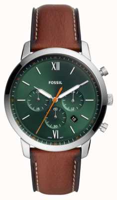 Fossil Men's Neutra | Green Chronograph Dial | Brown Leather Strap FS5902