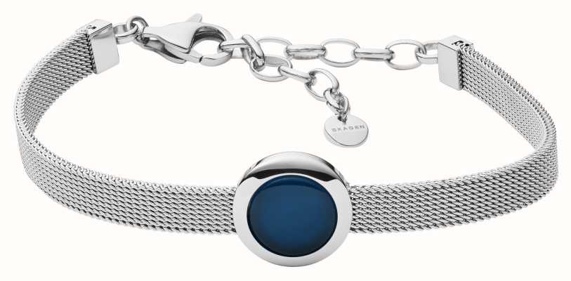 Skagen Women's Stainless Steel Mesh Blue Sea Glass Bracelet SKJ1196040