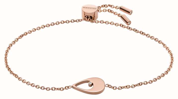 Skagen Women's Rose Gold-Tone Stainless Steel Drop Charm Bracelet SKJ1565791