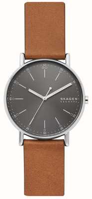 Skagen Men's Signatur Grey Dial Brown Leather Strap SKW6578