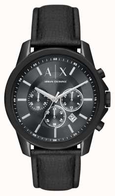 Armani Exchange Men's | Grey Chronograph Dial | Black Leather Strap AX1724