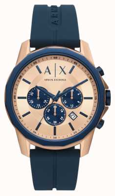 Armani Exchange Rose Gold Dial | Blue Silicone Strap AX1730