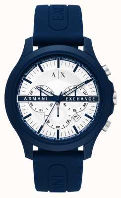 Armani Exchange Men's | White Chronograph Dial | Blue Silicone Strap AX2437