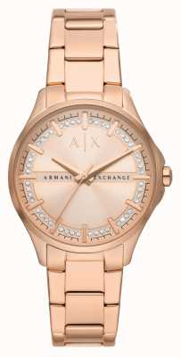 Armani Exchange Women's | Rose Gold Dial | Crystal Set | Rose Gold Stainless Steel Bracelet AX5264