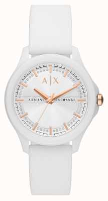 Armani Exchange Women's | White Crystal Set Dial | White Rubber Strap AX5268