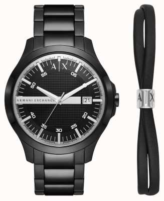 Armani Exchange Men's | Watch and Bracelet Giftset | Black Stainless Steel Bracelet AX7134SET