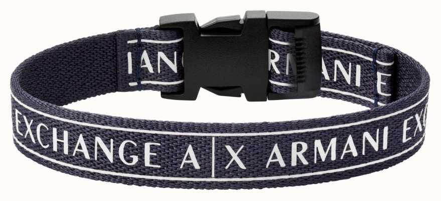 Armani Exchange Men's Blue Fabric Side Release Clasp Logo Bracelet AXG0081040