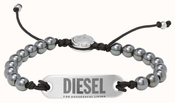 Diesel Men's Metallic Grey Bead ID Bracelet DX1359040