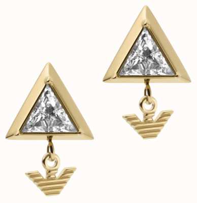 Emporio Armani Gold-Tone Stainless Steel Crystal-Set Triangle Stud Earrings EGS2900710