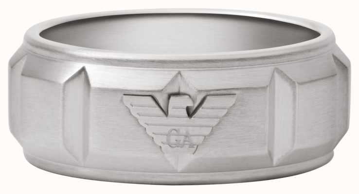Emporio Armani Men's Stainless Steel Textured Logo Ring Size W.5 EGS2908040-W.5