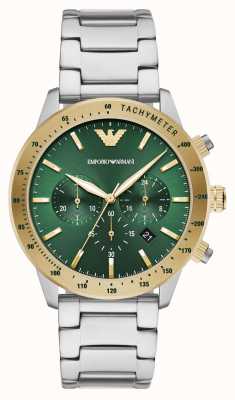 Emporio Armani Men's | Green and Gold Chronograph Dial | Stainless Steel Bracelet AR11454