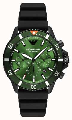 Emporio Armani Men's | Green Dial | Black Silicone Strap AR11463