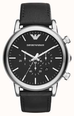 Emporio Armani LUIGI Men's | Black Chronograph Dial | Black Leather Strap AR1828