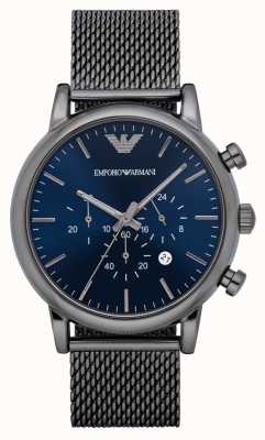 Emporio Armani Men's | Blue Chronograph Dial | Gunmetal Steel Mesh Bracelet AR1979