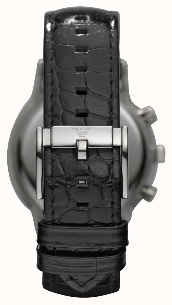 Emporio Armani Men's | Black Chronograph Dial | Black Leather Strap ...