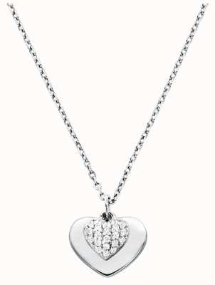 Michael Kors Sterling Silver Necklace Crystal-Set Heart Pendant MKC1120AN040