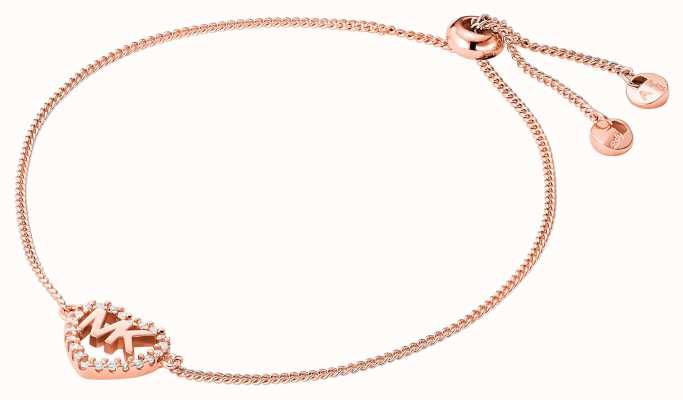 Michael Kors Crystal Set MK Heart Rose-Gold Plated Bracelet MKC1242AN791