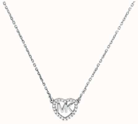 Michael Kors Crystal Set MK Heart Sterling Silver Necklace MKC1244AN040