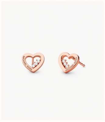 Michael Kors KORS BRILLIANCE | 14ct Rose Gold Plated Sterling Silver Heart Stud Earrings MKC1569AN791