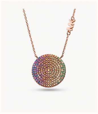 Michael Kors KORS MK | 14ct Rose Gold Plated Necklace | Multi-Coloured Stones MKC1575AY791