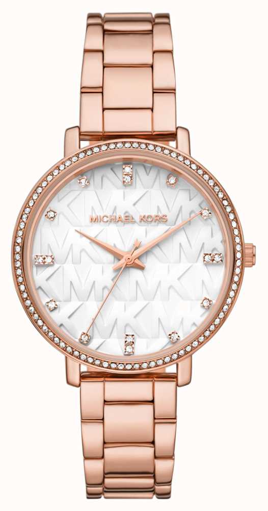 Michael Kors Women's Pyper Rose Gold Crystal Set MK Dial Watch MK4594 ...
