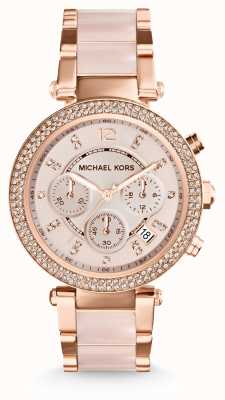 Michael Kors Women's Pink and Rose-Gold Toned Chronograph Watch MK5896