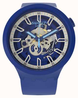 Swatch Big Bold ISWATCH BLUE Silicone Strap Watch SB01N102