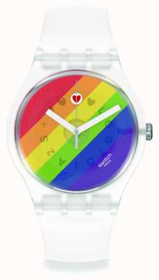 Swatch Pride STRIPE FIERCE Rainbow Dial Watch SO29K701