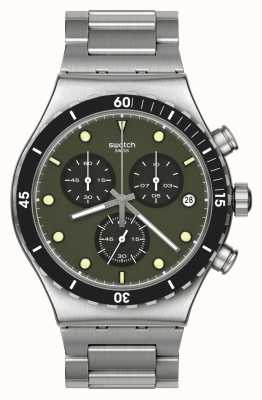 Swatch BACK IN KHAKI Chronograph Steel Bracelet Watch YVS488G
