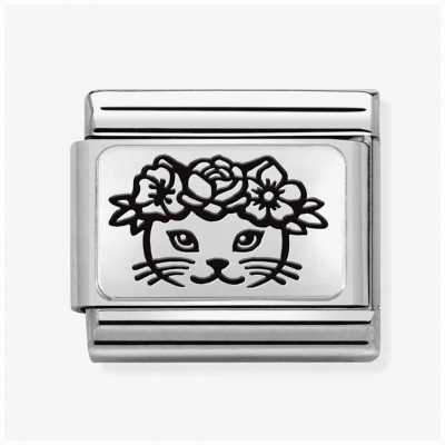 Nomination Composable Classic PLATES Steel And Silver 925 Cat Flower Crown 330111/23