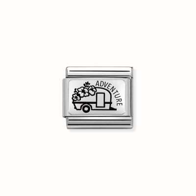 Nomination Composable Classic PLATES Steel And Silver 925 Adventure Caravan Flowers 330111/25