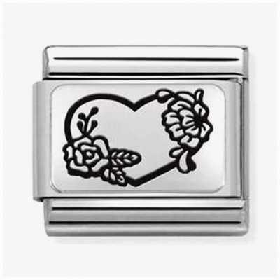 Nomination Composable Classic PLATES Steel And Silver 925 Heart Flowers 330111/28