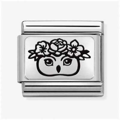 Nomination Composable Classic PLATES Steel And Silver 925 Owl Flower Crown 330111/30