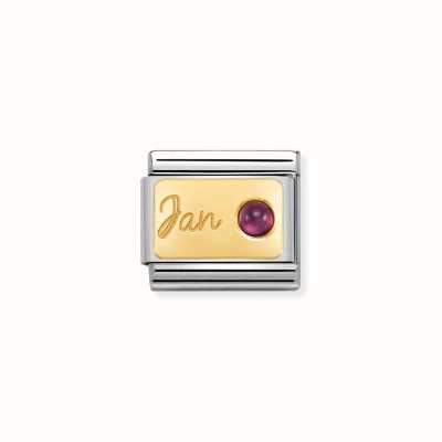 Nomination Composable Classic STONE Of MONTH Steel 18ct Gold January Garnet 030519/01