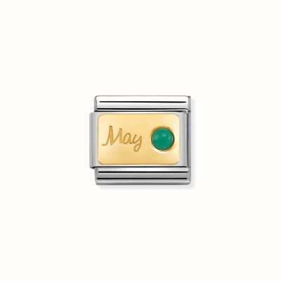 Nomination Composable Classic STONE Of MONTH Steel 18ct Gold May Emerald 030519/05