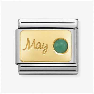 Nomination Composable Classic STONE Of MONTH Steel 18ct Gold May Emerald 030519/05