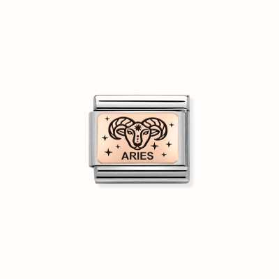 Nomination Classic Aries Zodiac Link Steel And 9ct Rose Gold 430112/01